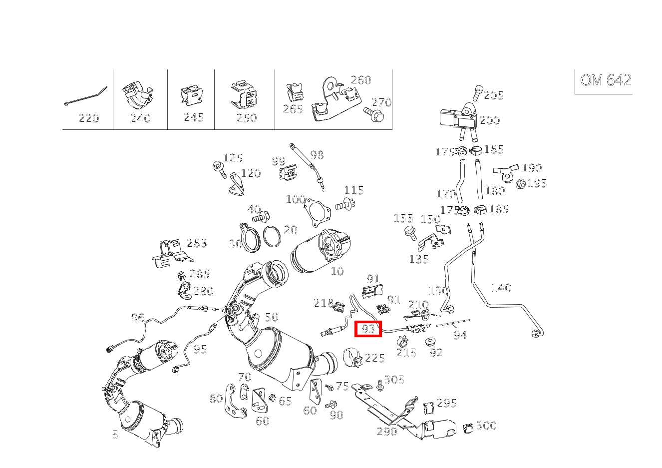 Nox-Sensor Vorne; 815mm E350 CDI 4M 212