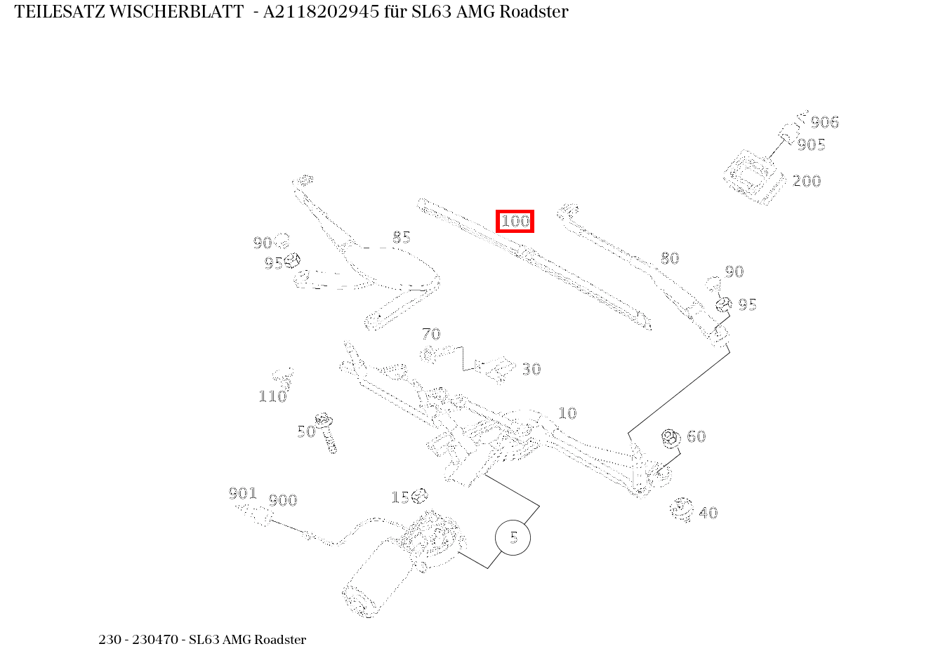 Teilesatz Wischerblatt SL63 AMG Roadster 230