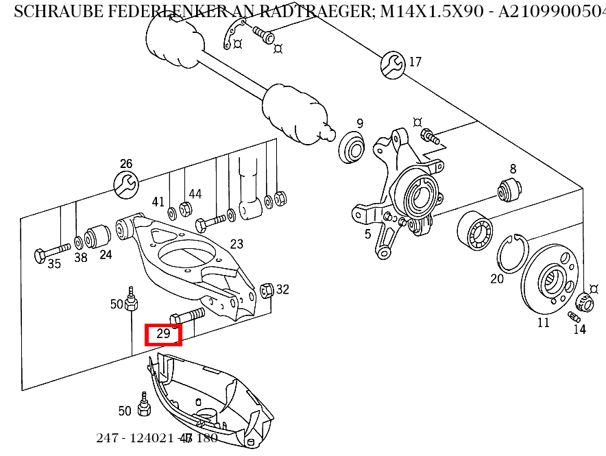 Schraube FEDERLENKER AN RADTRAEGER; M14X1.5X90 B 180 247