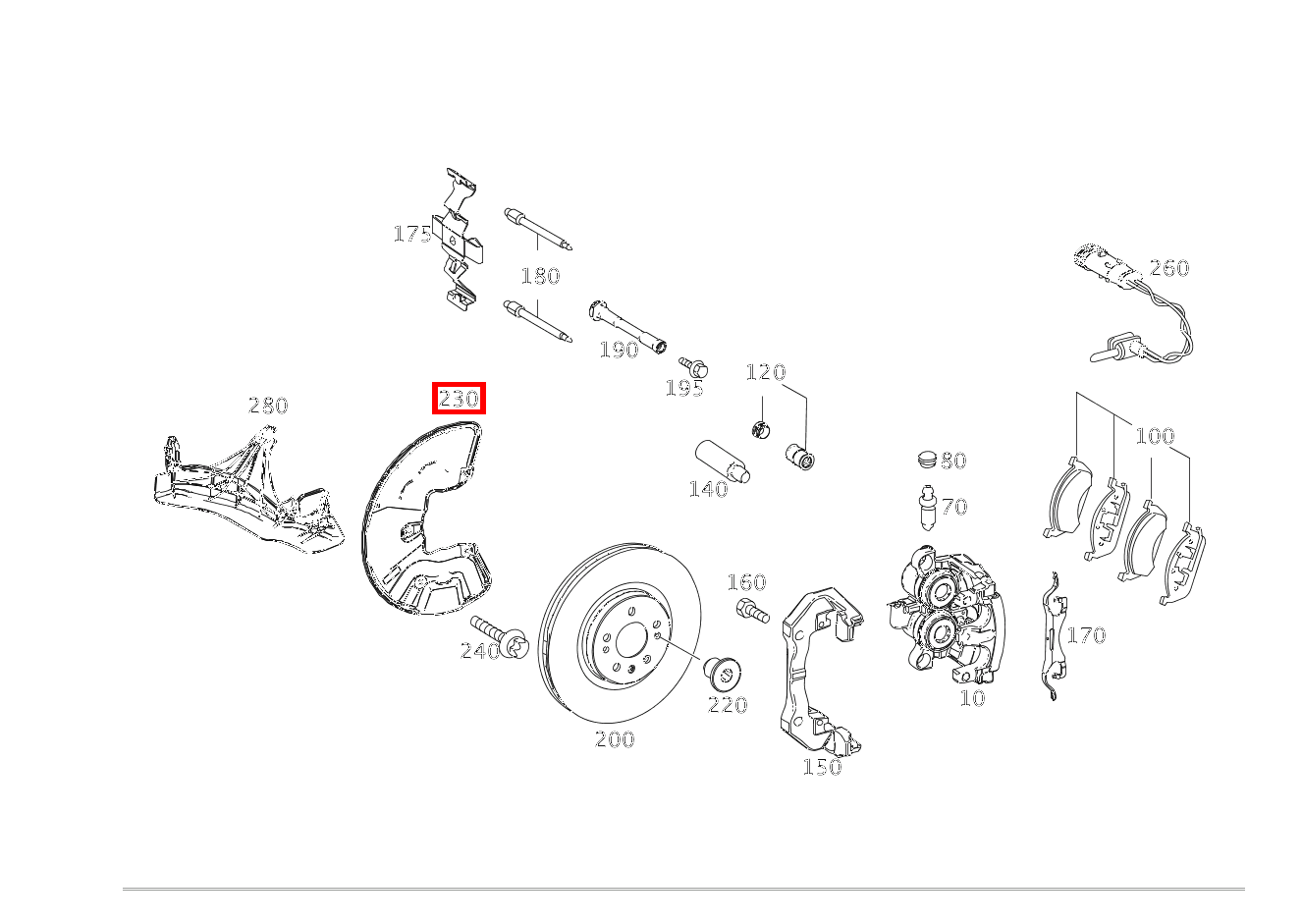 Bremsabdeckblech RECHTS GLE 350 4MATIC 166