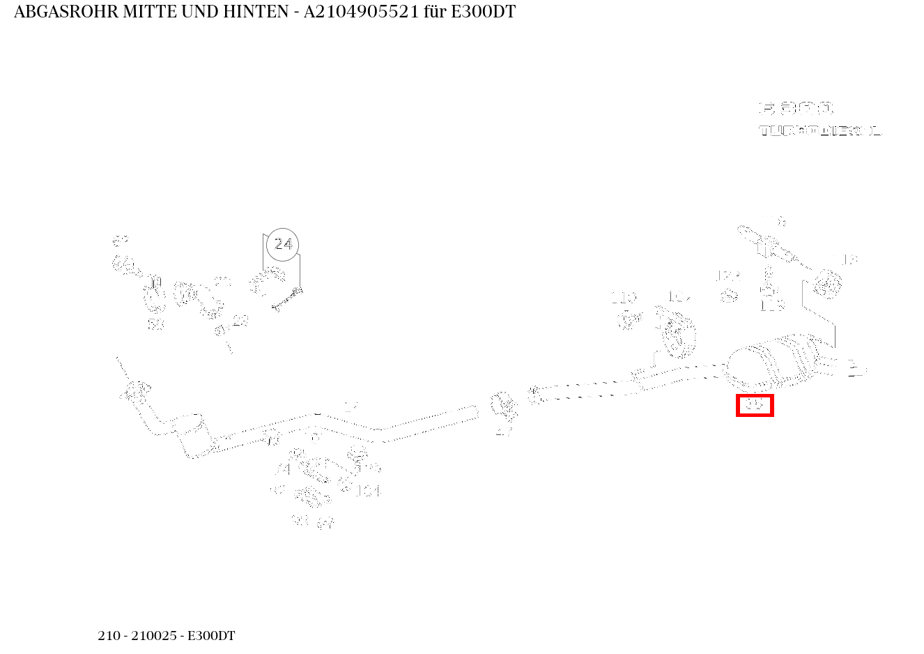 Abgasrohr MITTE UND HINTEN E300DT 210