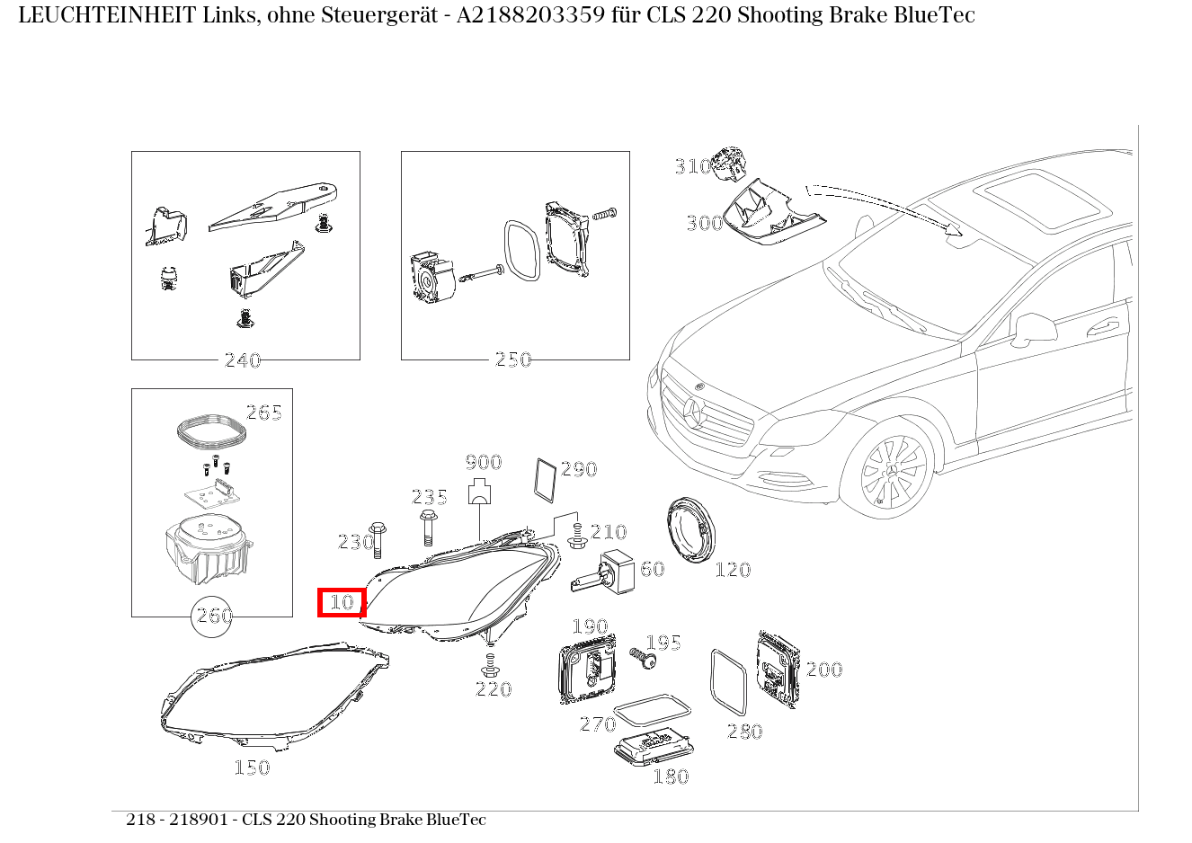 Leuchteinheit Links, ohne Steuergerät CLS 220 Shooting Brake BlueTec 218