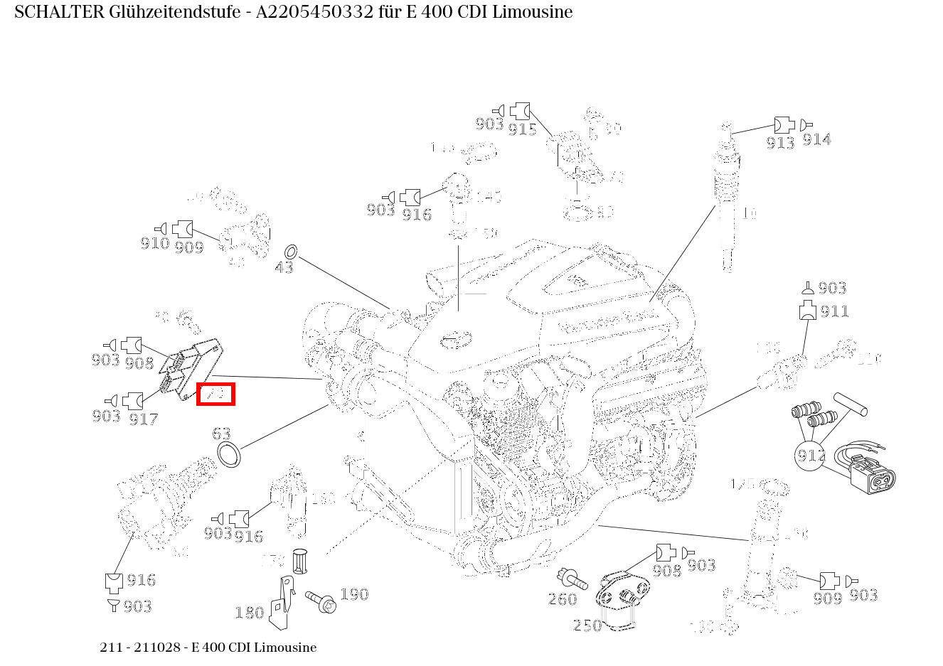 Schalter Glühzeitendstufe E 400 CDI Limousine 211 Schalter Glühzeitendstufe E 400 CDI Limousine 211