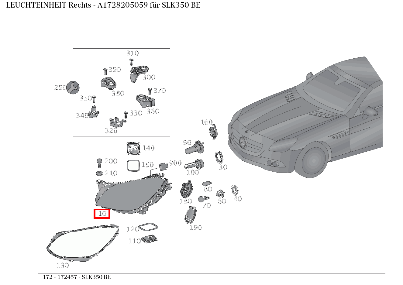Leuchteinheit Rechts SLK350 BE 172 Leuchteinheit Rechts SLK350 BE 172