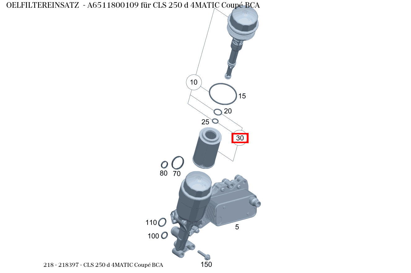 Ölfiltereinsatz CLS 250 d 4MATIC Coupé BCA 218 Ölfiltereinsatz CLS 250 d 4MATIC Coupé BCA 218