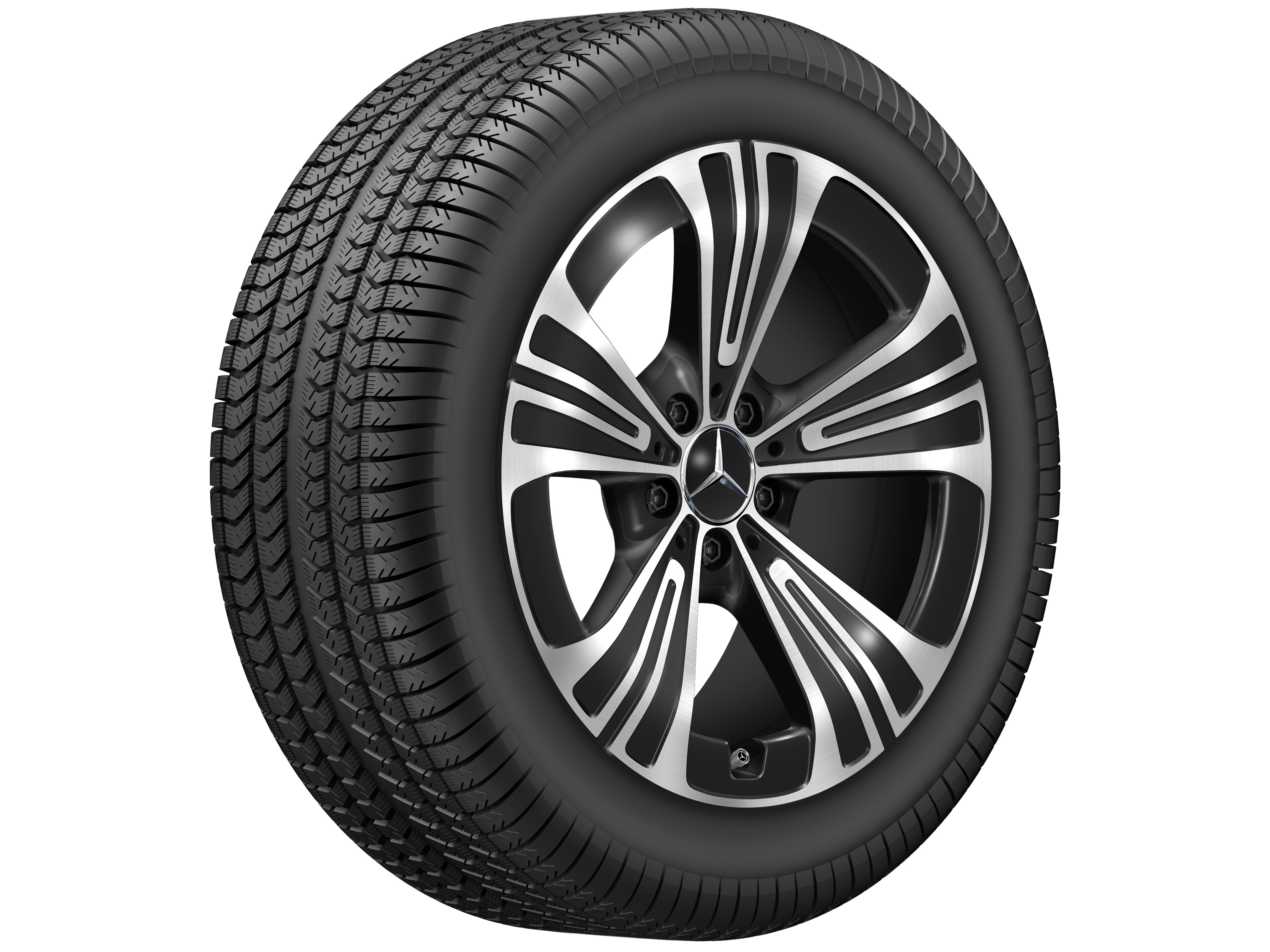 Mercedes-Benz - 5-Speichen-Rad, 18 Zoll 8 J x 18 ET 32,5, schwarz, glanzgedreht