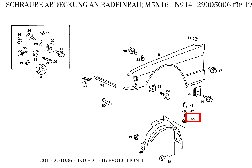 Schraube ABDECKUNG AN RADEINBAU; M5X16 190 E 2.5-16 EVOLUTION II 201 Schraube ABDECKUNG AN RADEINBAU; M5X16 190 E 2.5-16 EVOLUTION II 201