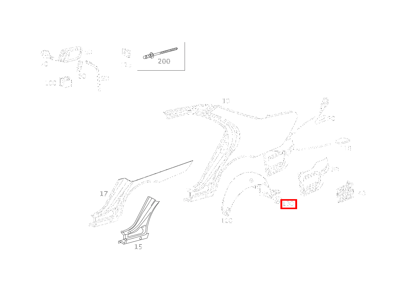 KUNSTSTOFFMUTTER ABDECKUNG RADEINBAU RECHTS S 350 L 4-MATIC 220