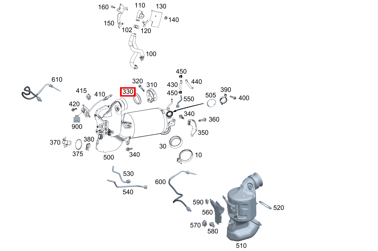 DICHTRING ABGASANLAGE Vorkatalysator an Auspuffkrümmer G 400 d 463