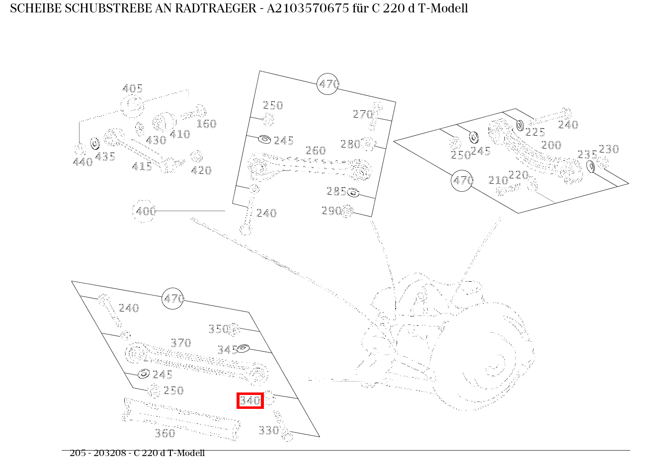 Scheibe SCHUBSTREBE AN RADTRAEGER C 220 d T-Modell 205 Scheibe SCHUBSTREBE AN RADTRAEGER C 220 d T-Modell 205