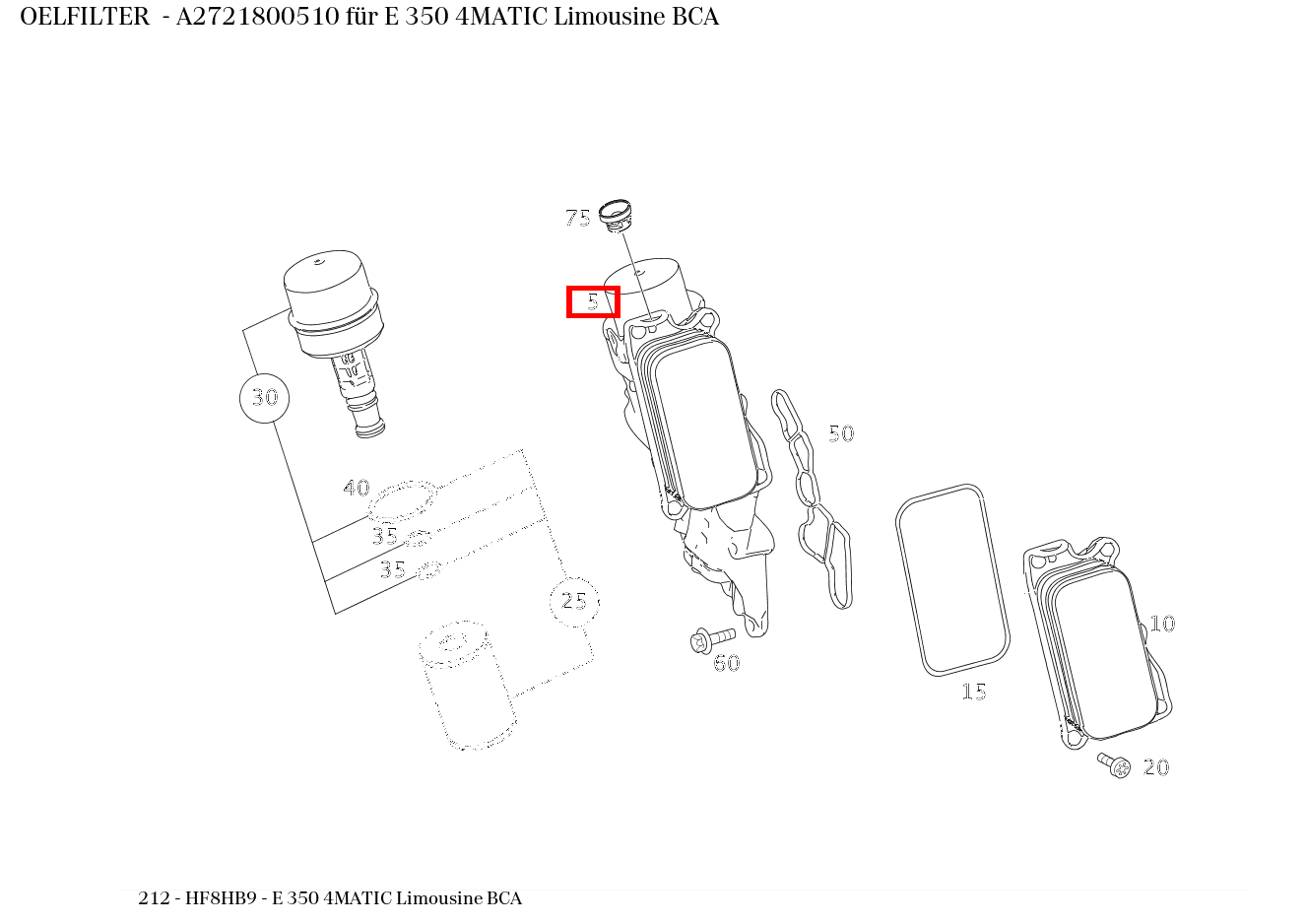 Ölfilter E 350 4MATIC Limousine BCA 212 Ölfilter E 350 4MATIC Limousine BCA 212