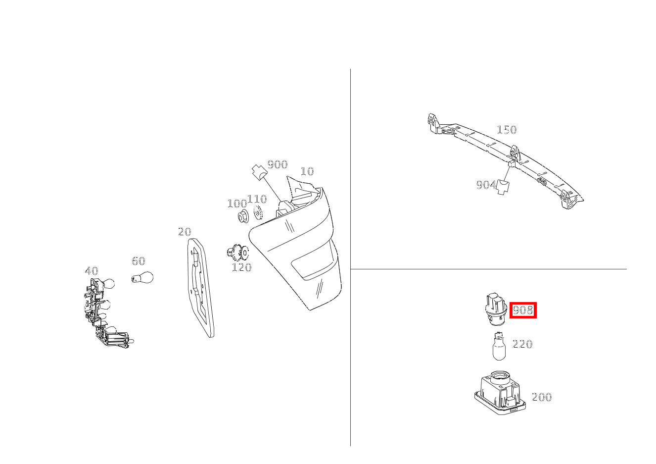 Lampenfassung KENNZEICHENLEUCHTE RECHTS E19/2 GLK220BT 4M 204 Lampenfassung KENNZEICHENLEUCHTE RECHTS E19/2 GLK220BT 4M 204