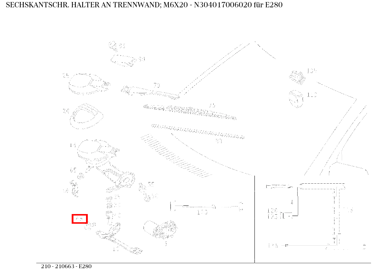Sechskantschraube HALTER AN TRENNWAND; M6X20 E280 210