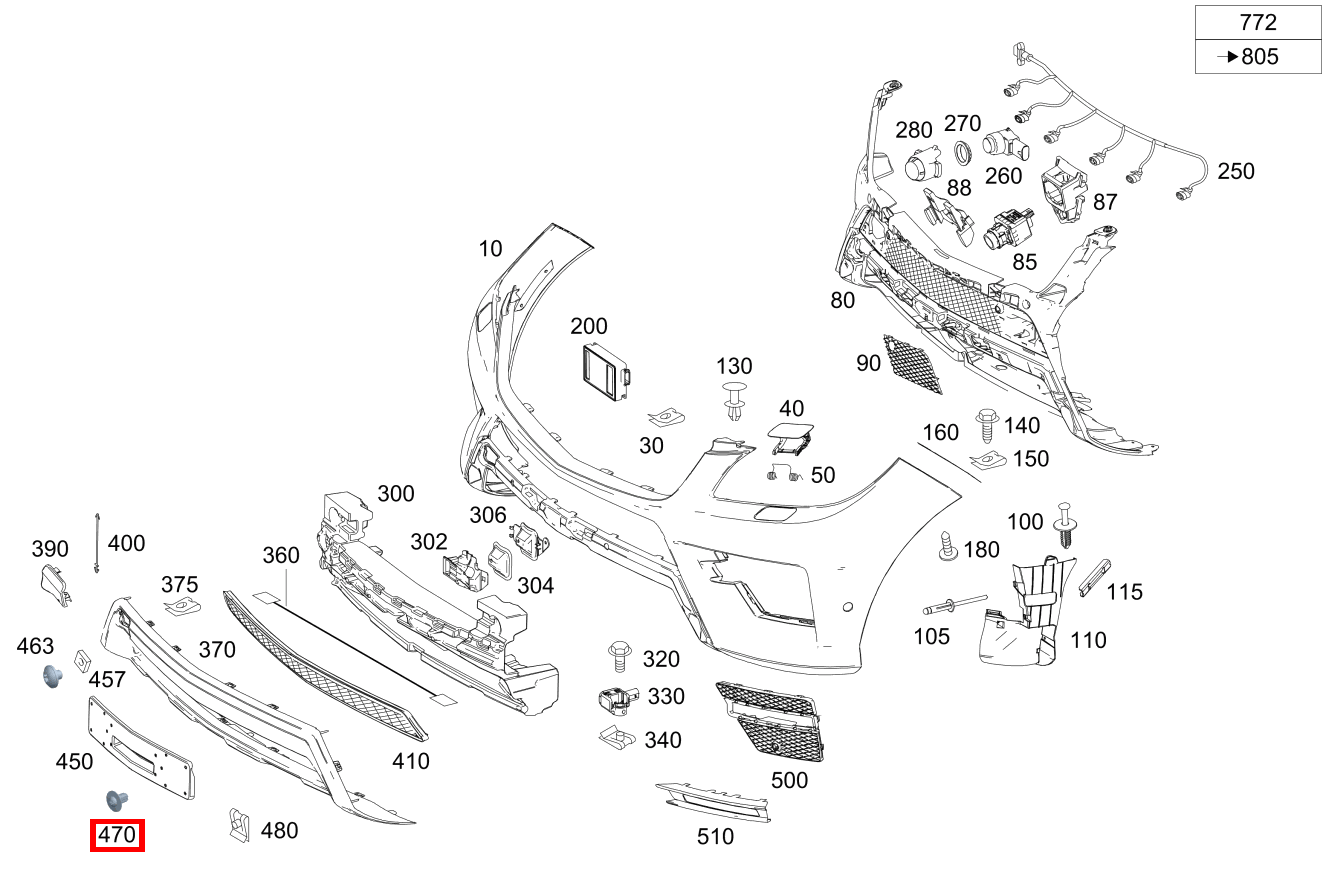 Spreizniet BEFESTIGUNG KENNZEICHENBLENDE ML/GLE 350 BT/D 4M 642826 292