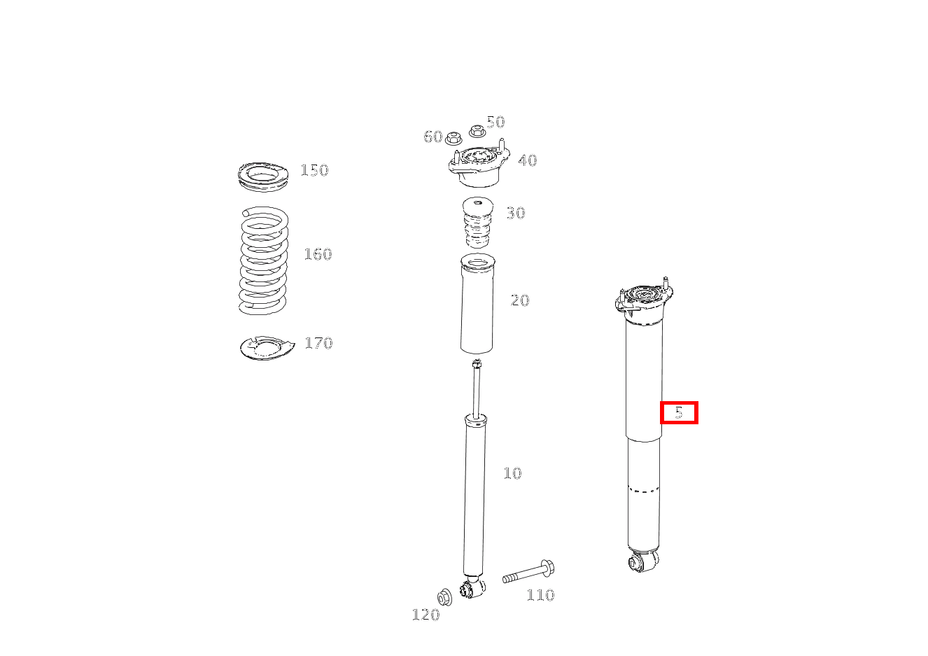 Stossdämpfer HINTEN LINKS UND RECHTS für C 204, Maybach 240-Klasse 