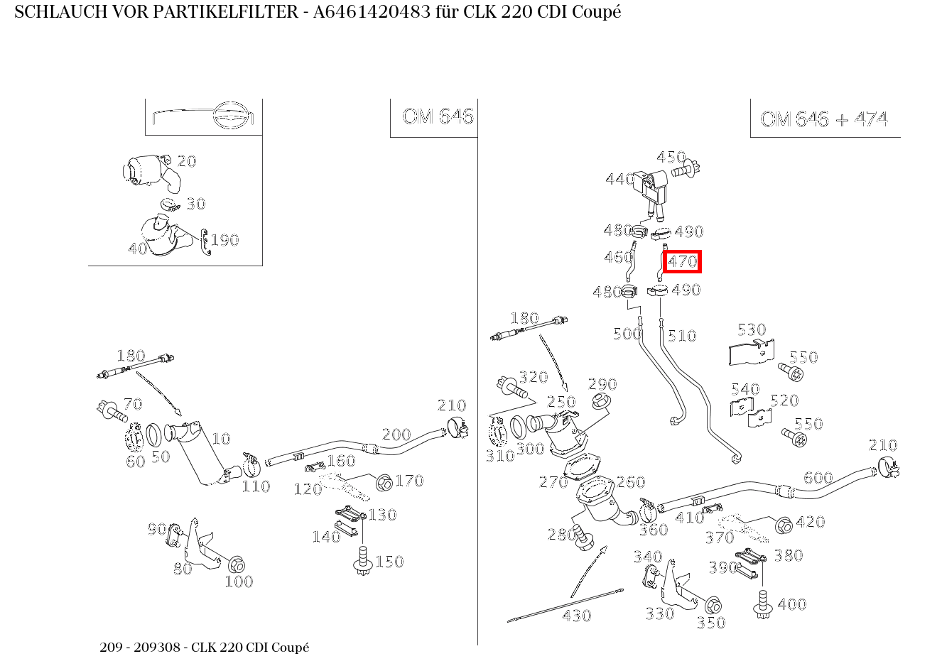 Schlauch VOR PARTIKELFILTER CLK 220 CDI Coupé 209 Schlauch VOR PARTIKELFILTER CLK 220 CDI Coupé 209