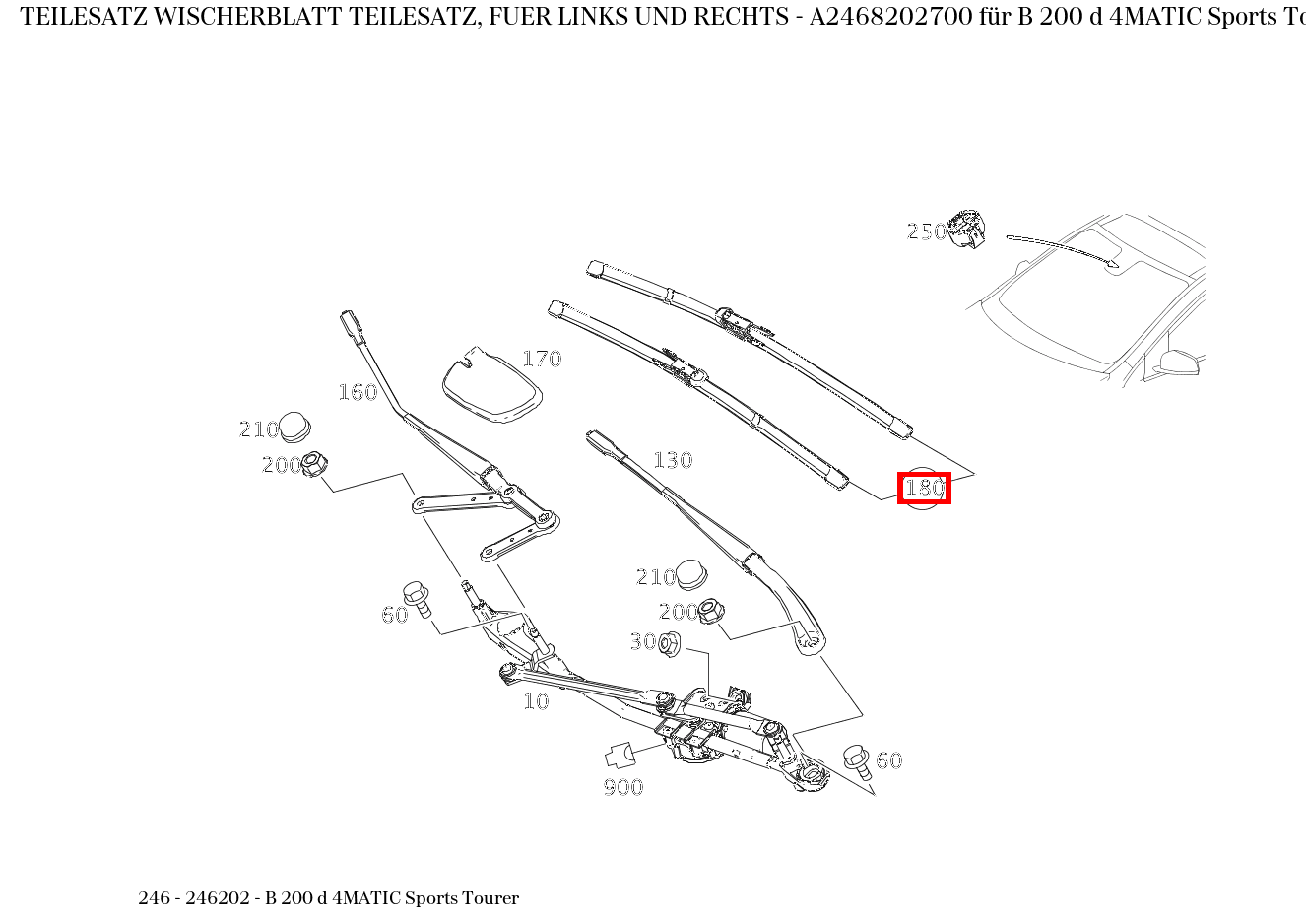 Teilesatz Wischerblatt TEILESATZ, FUER LINKS UND RECHTS B 200 d 4MATIC Sports Tourer 246