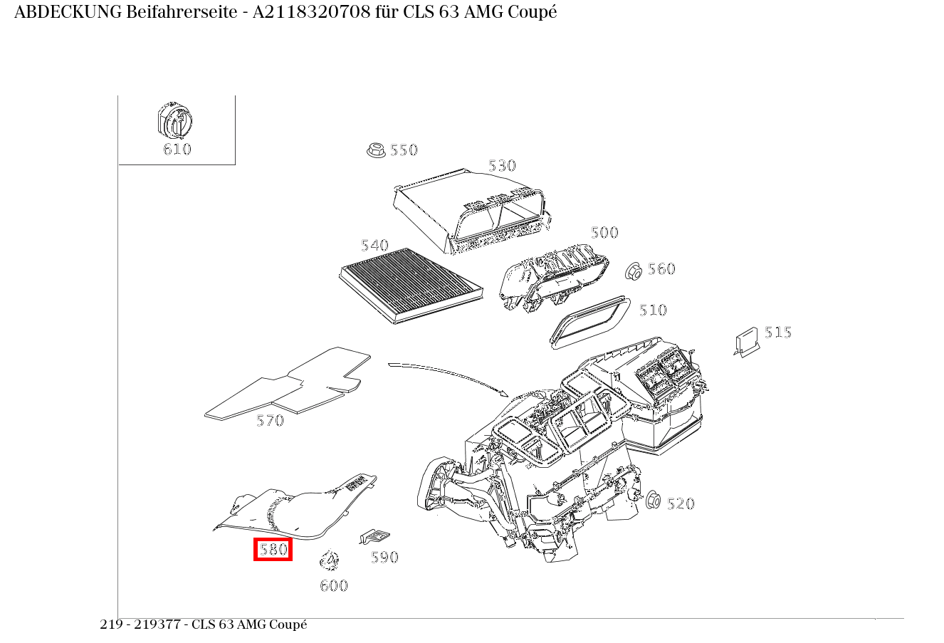 Abdeckung Beifahrerseite CLS 63 AMG Coupé 219 Abdeckung Beifahrerseite CLS 63 AMG Coupé 219