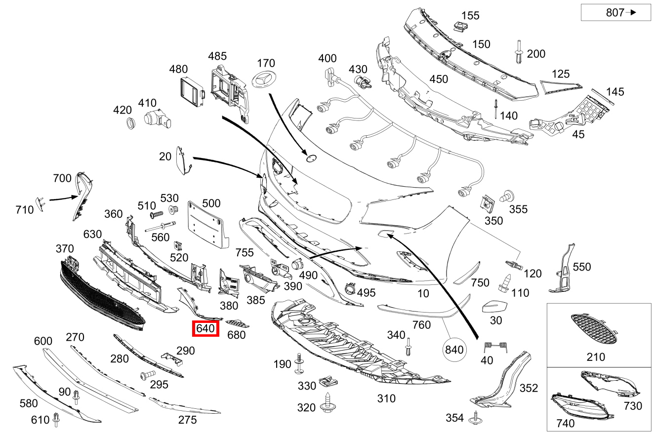 Abdeckung Stossfänger Vorn Mitte, rechts CLA 250 Sport 4MATIC Shooting Brake BCA 117