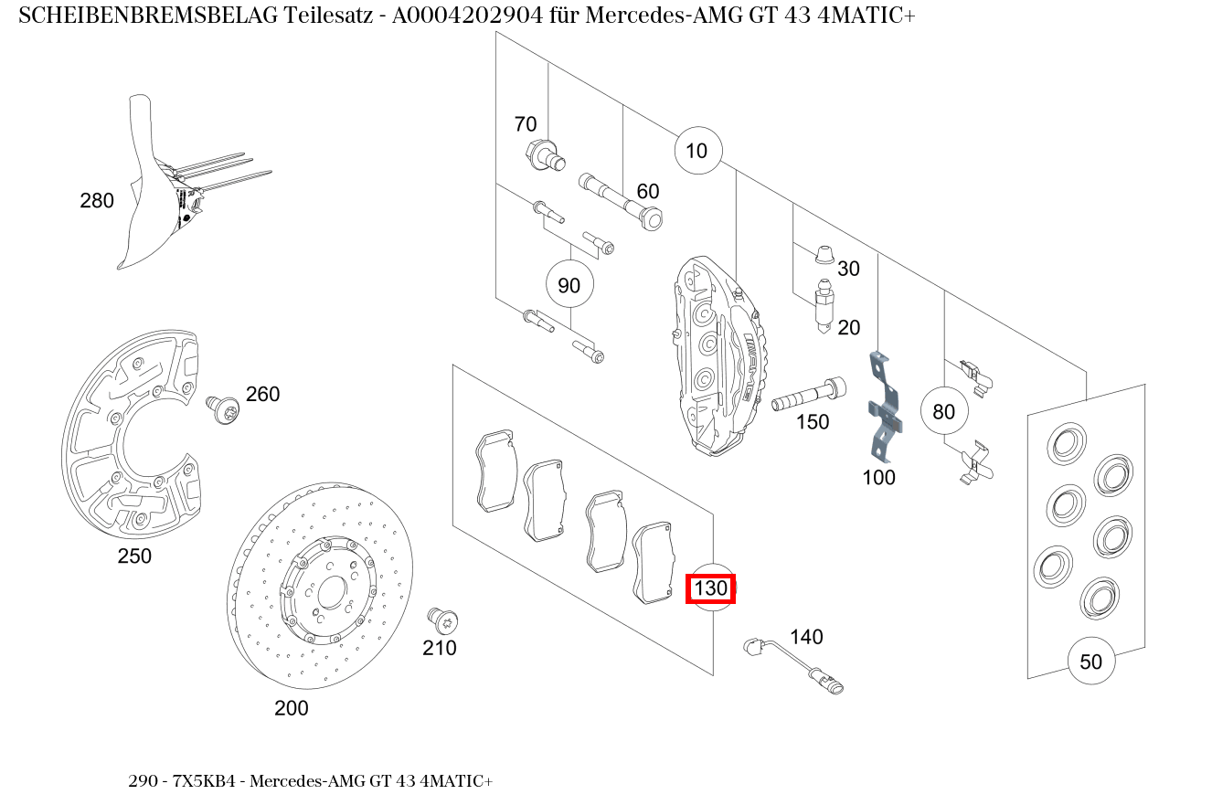 Scheibenbremsbelag Teilesatz Mercedes-AMG GT 43 4MATIC+ 290 Scheibenbremsbelag Teilesatz Mercedes-AMG GT 43 4MATIC+ 290