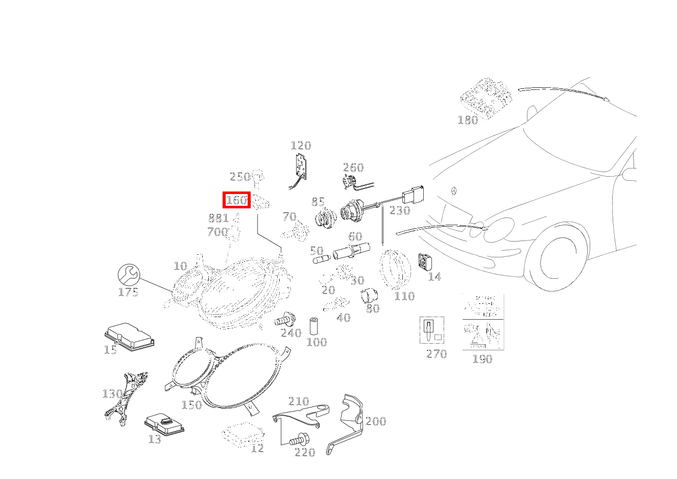 Sicherung LEUCHTEINHEIT AN KOMBIHALTER,RECHTS E 280 CDI T-Modell 213 Sicherung LEUCHTEINHEIT AN KOMBIHALTER,RECHTS E 280 CDI T-Modell 213