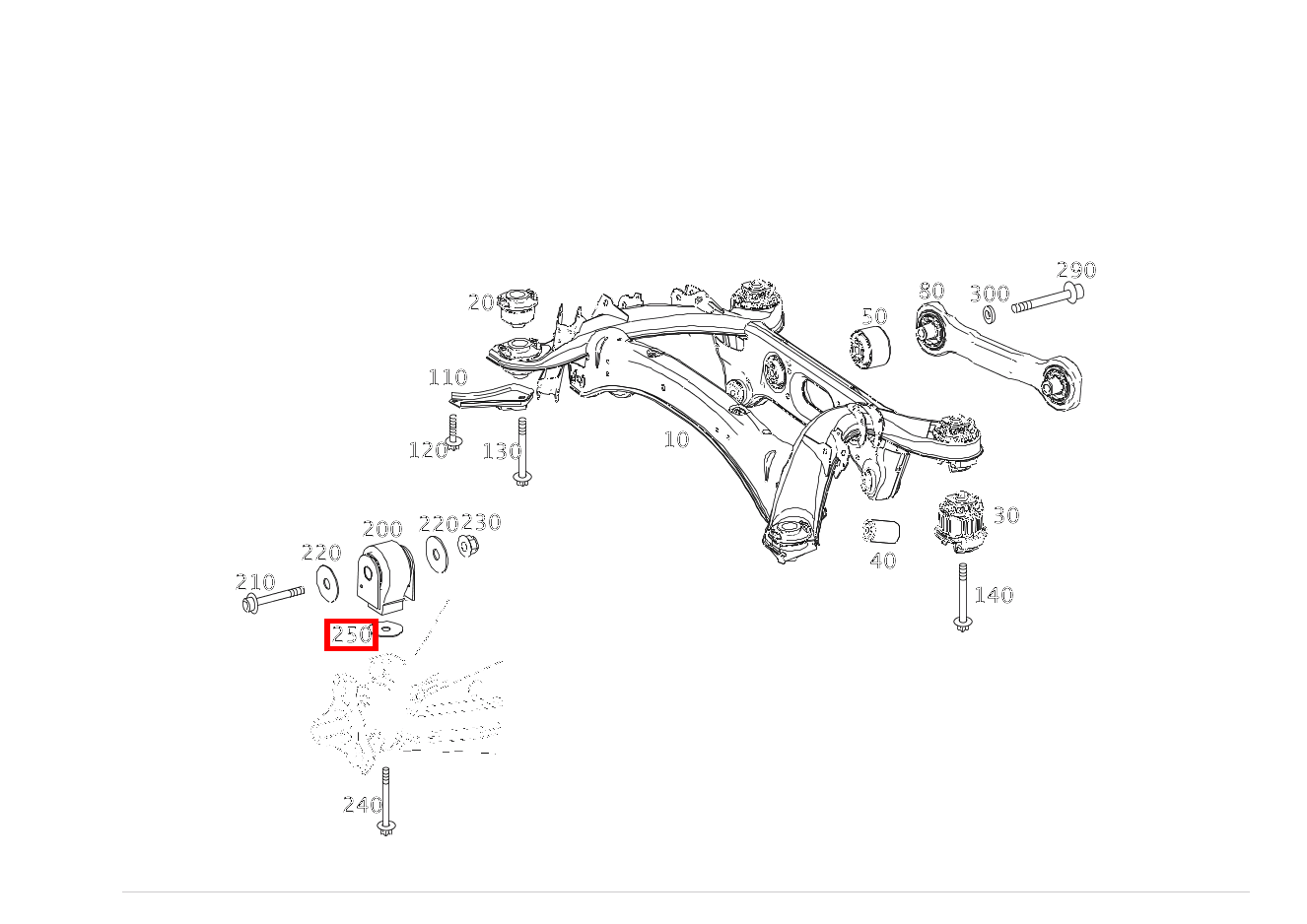 Abstandsscheibe Hinterachsgetriebe an Querbrücke vorn; 1 MM E 500/550 CABR. 207 Abstandsscheibe Hinterachsgetriebe an Querbrücke vorn; 1 MM E 500/550 CABR. 207