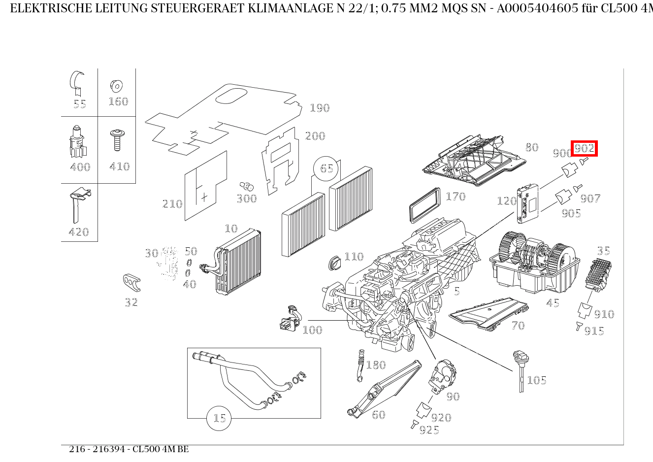 Elektrische Leitung STEUERGERAET KLIMAANLAGE N 22/1; 0.75 MM2 MQS SN CL500 4M BE 216 Elektrische Leitung STEUERGERAET KLIMAANLAGE N 22/1; 0.75 MM2 MQS SN CL500 4M BE 216