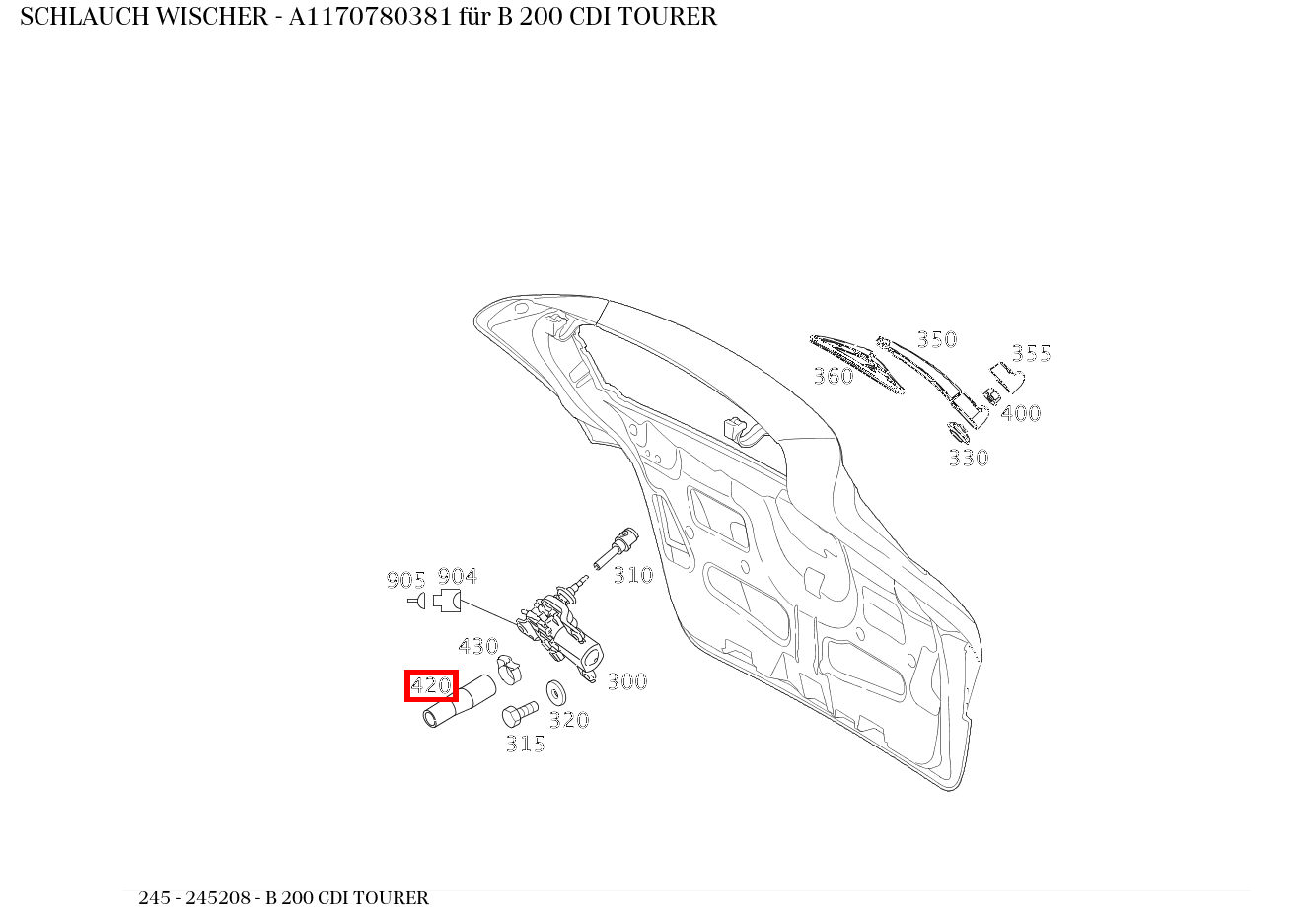 Schlauch WISCHER B 200 CDI TOURER 245