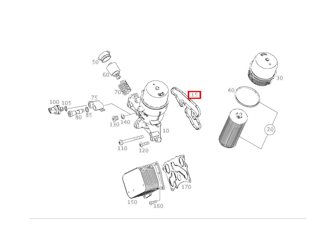 Elastomerformdichtung Ölfilter an Steuergehäuse S500 4M L LL 221