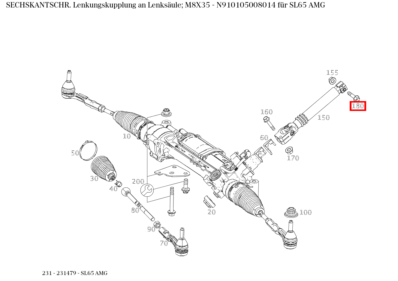 Sechskantschraube Lenkungskupplung an Lenksäule; M8X35 SL65 AMG 231