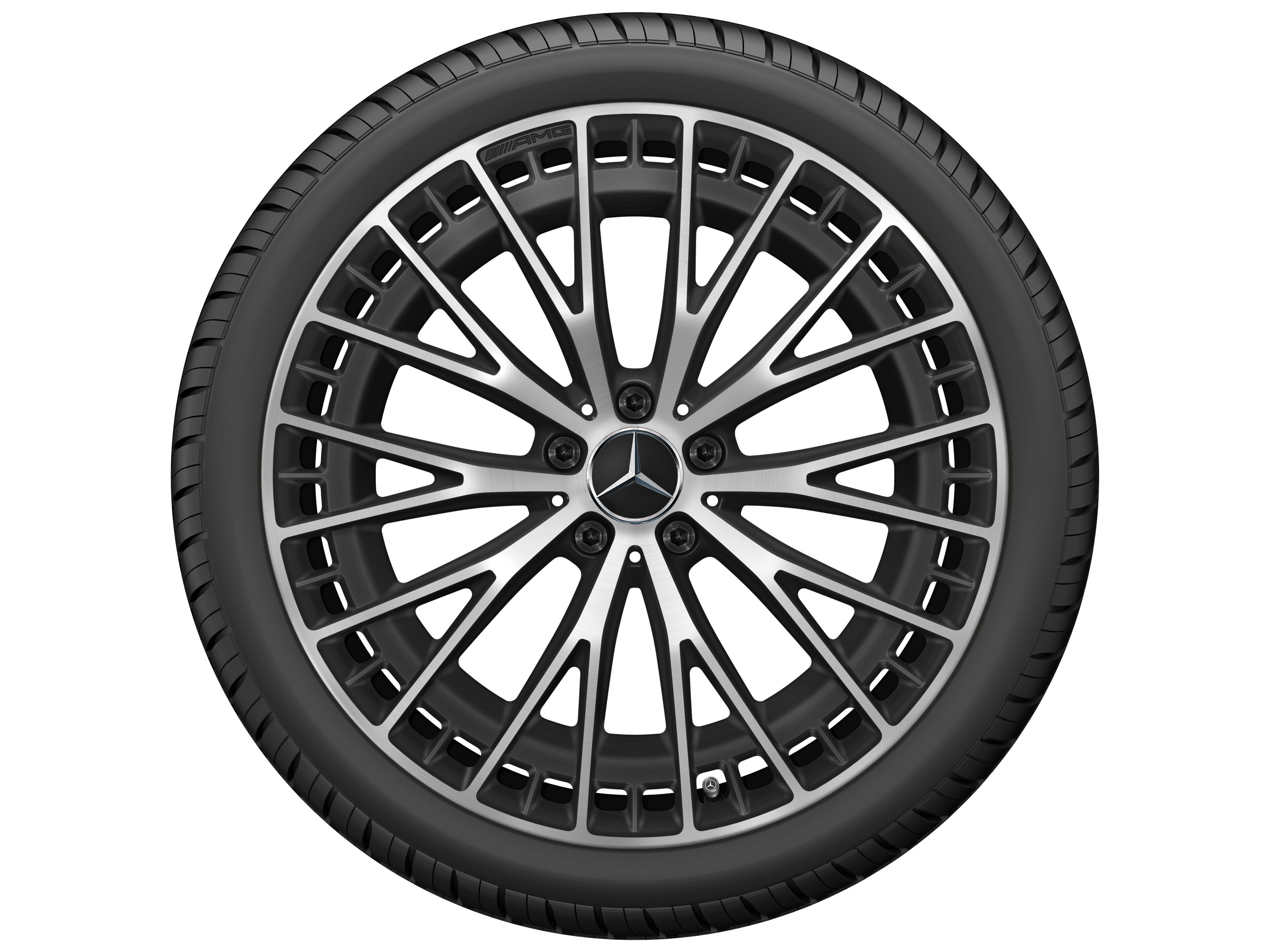 Mercedes-Benz - AMG Kreuzspeichen-Rad, 21 Zoll, 9,5 J x 21 ET 32, schwarz matt, glanzgedreht