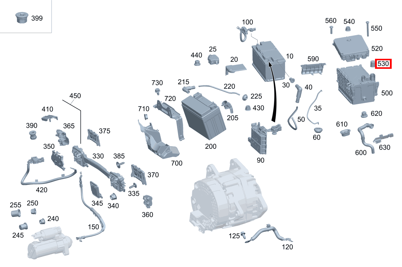 SCHUTZKAPPE STECKVERBIND. AN STARTER-BATTERIE FRONT GLE 167, A 168  