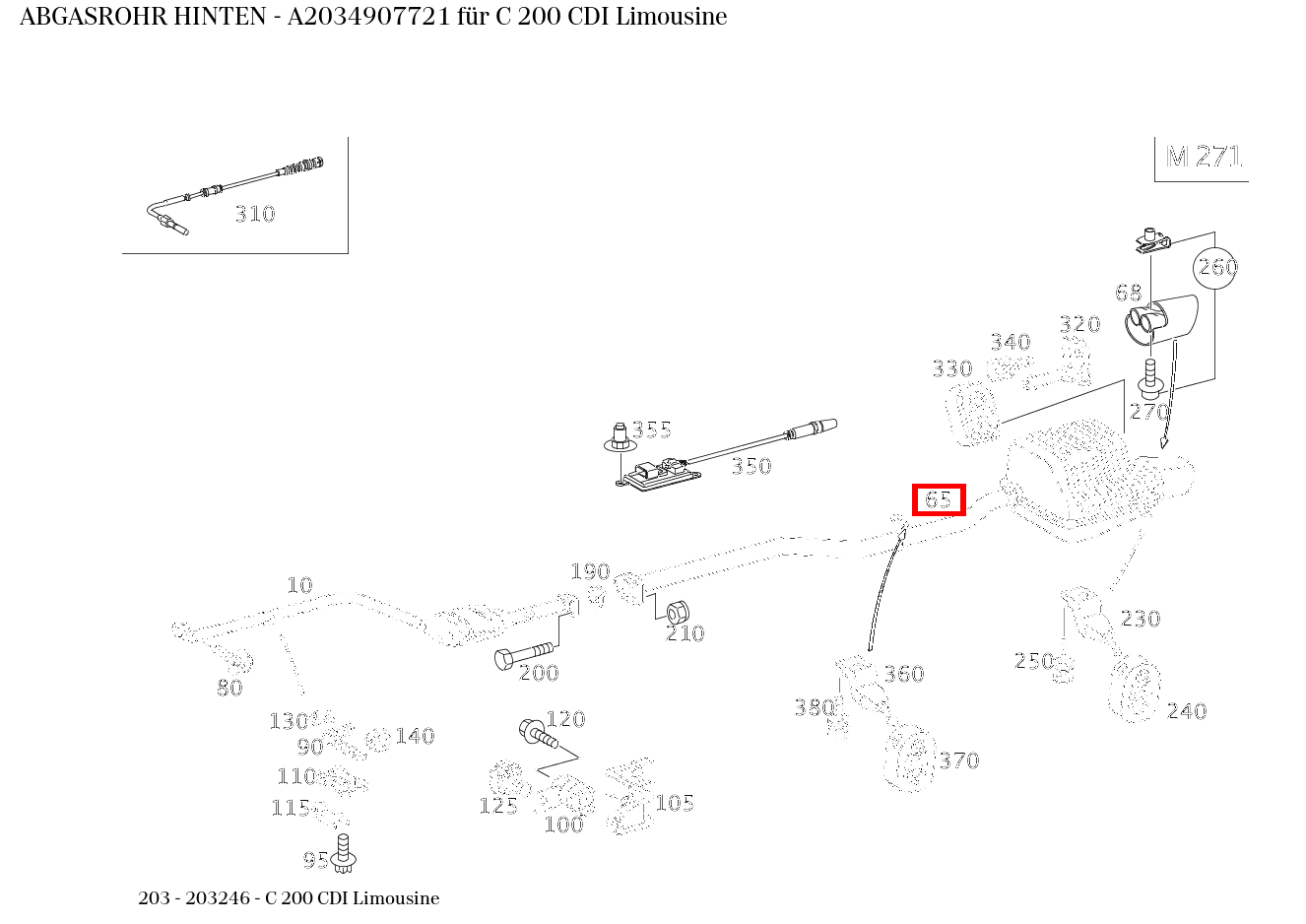Abgasrohr HINTEN C 200 CDI Limousine 203