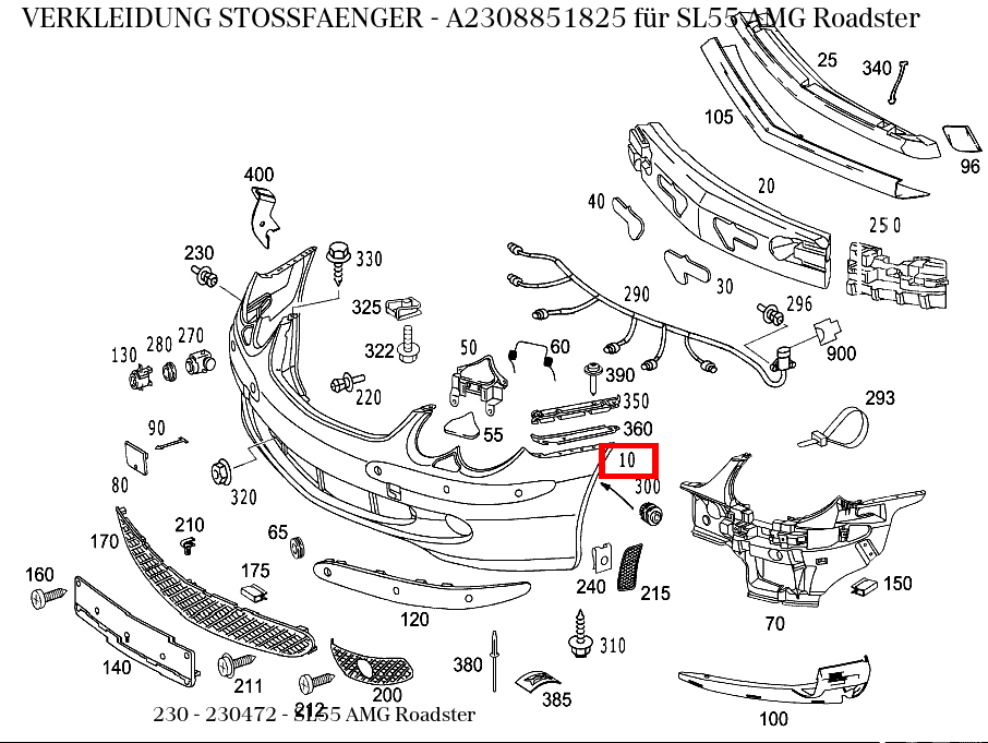 Verkleidung STOSSFAENGER SL55 AMG Roadster 230