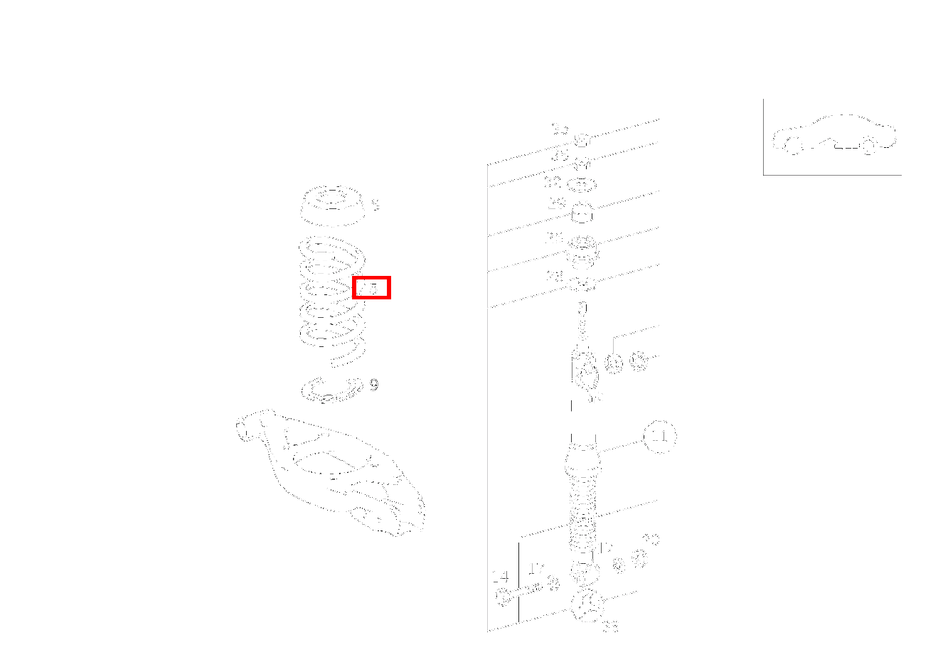 Hinterfeder FARBKENNZEICHNUNG: 1 X BLAU / 2 X GELB E50AMG 210