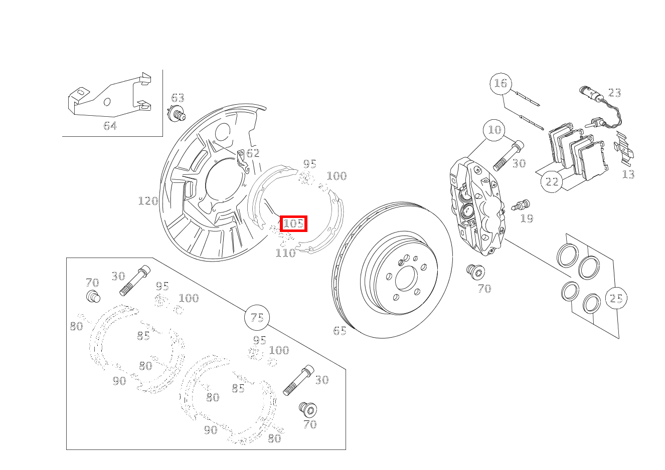 SPREIZSCHLOSS BREMSE BREMSBACKENLAGERUNG Maybach 62 S (langer Radstand) 240