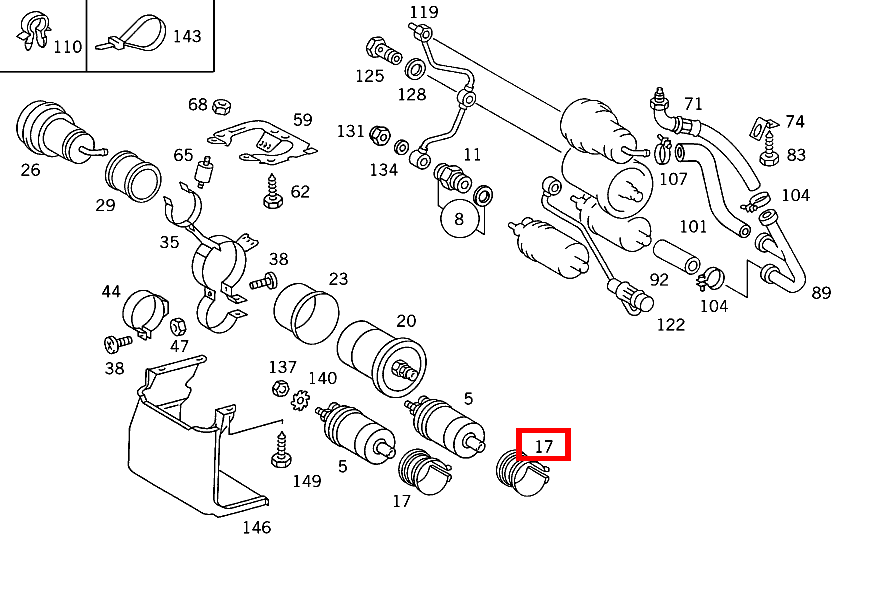 Abstandsrohr 420 SEC COUPE mit Automatic 126 Abstandsrohr 420 SEC COUPE mit Automatic 126