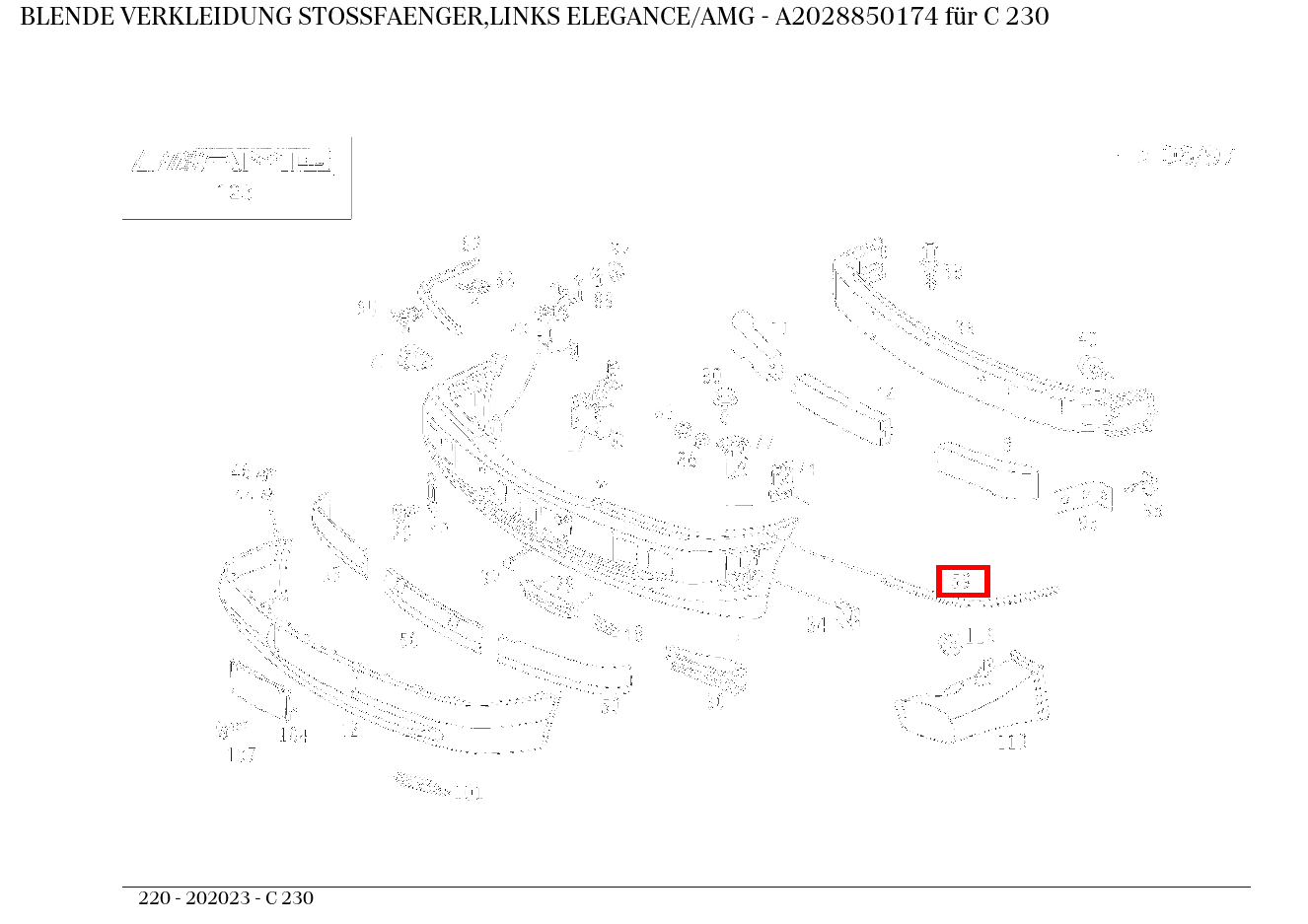 Blende VERKLEIDUNG STOSSFAENGER,LINKS ELEGANCE/AMG C 230 220