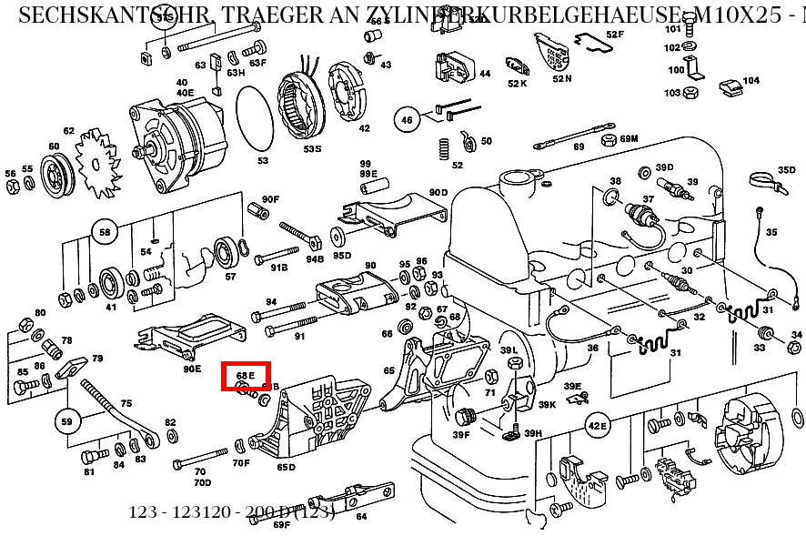 Sechskantschraube TRAEGER AN ZYLINDERKURBELGEHAEUSE; M10X25 für E 