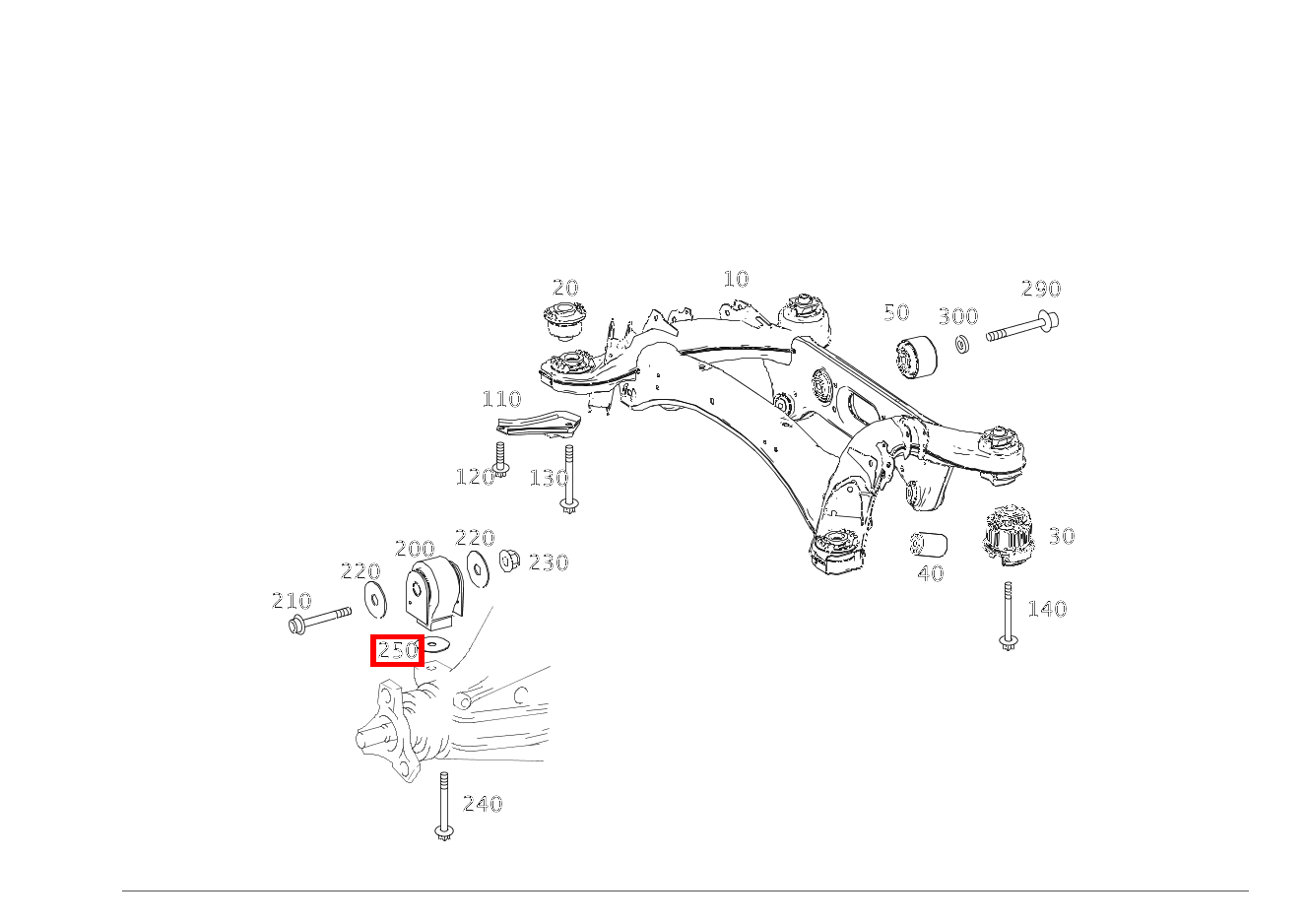 Abstandsscheibe Hinterachsgetriebe an Querbrücke vorn; 1 MM E300T BT H 212 Abstandsscheibe Hinterachsgetriebe an Querbrücke vorn; 1 MM E300T BT H 212