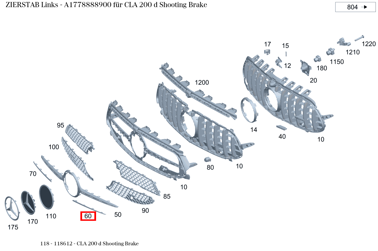 Zierstab Links für CLA 118, A 177-Klasse kaufen