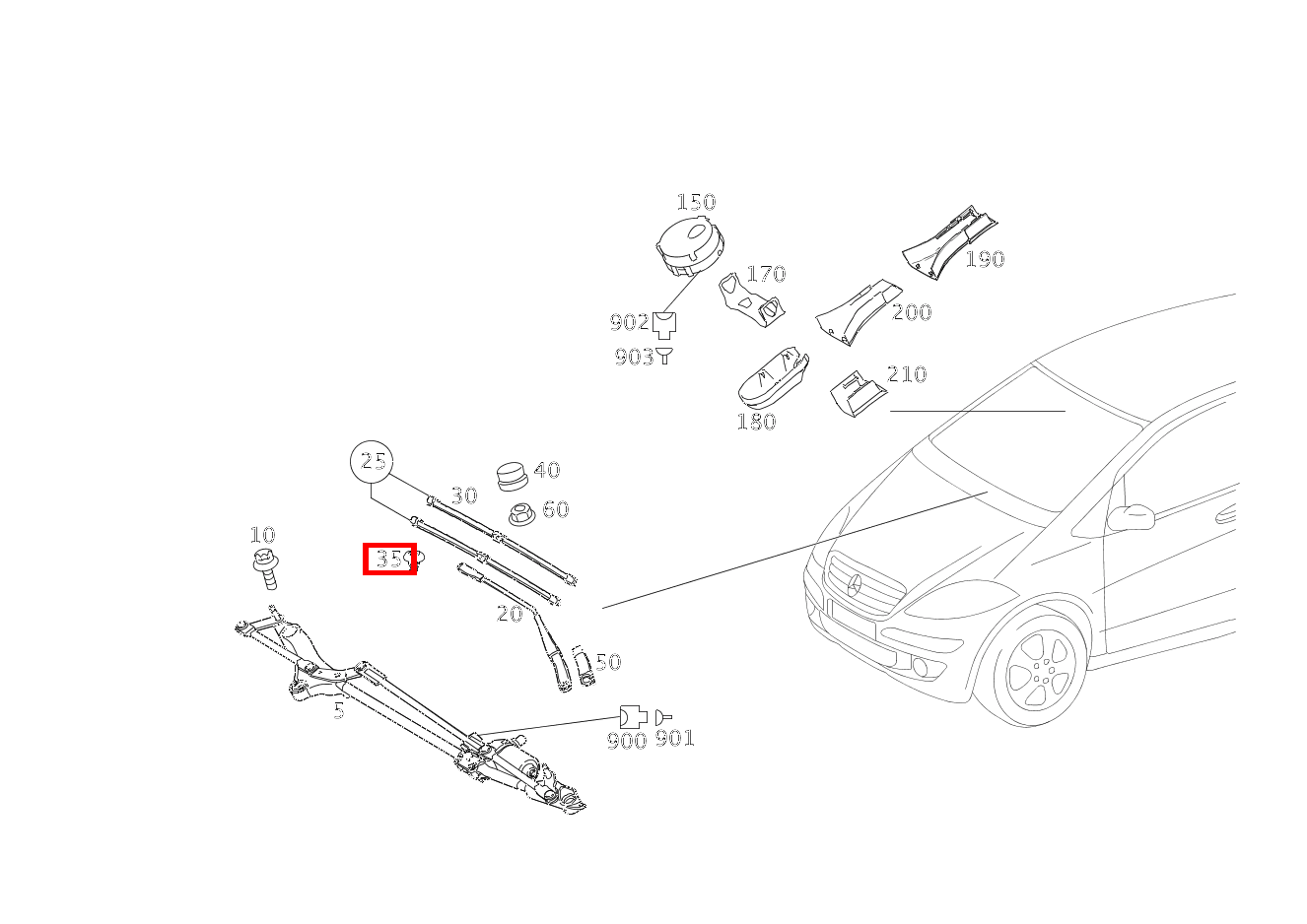 Stopfen SCHEIBENWISCHER A 200 TURBO COUPE 169