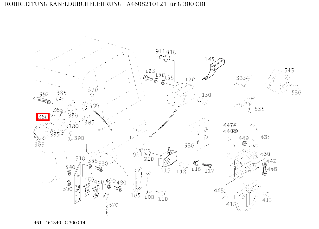 Rohrleitung KABELDURCHFUEHRUNG G 300 CDI 461
