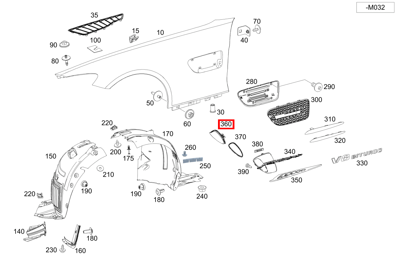 Ziergitter Kotflügel rechts Mercedes-AMG GT R PRO 190