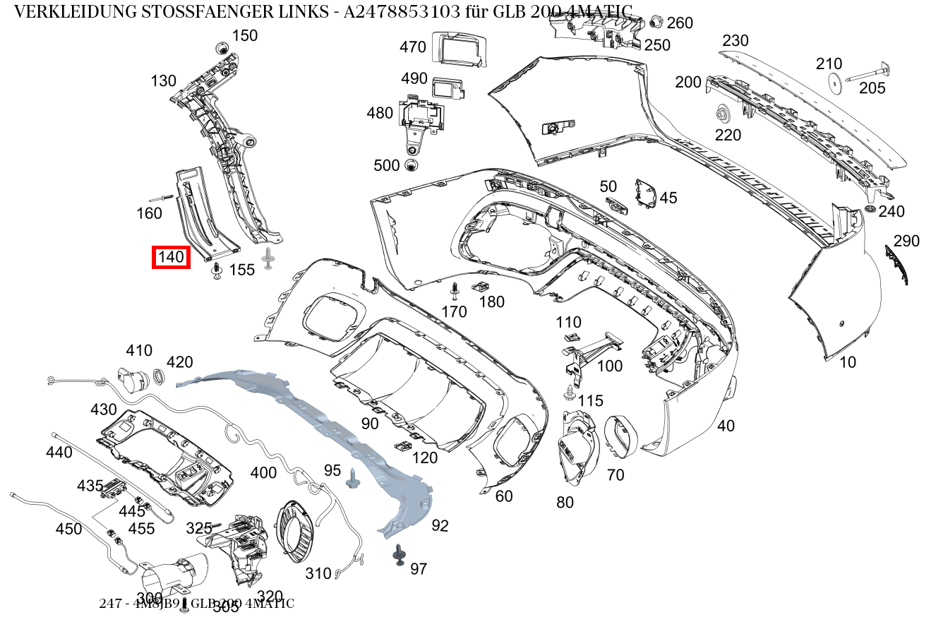 Verkleidung Stossfänger LINKS GLB 200 4MATIC 247