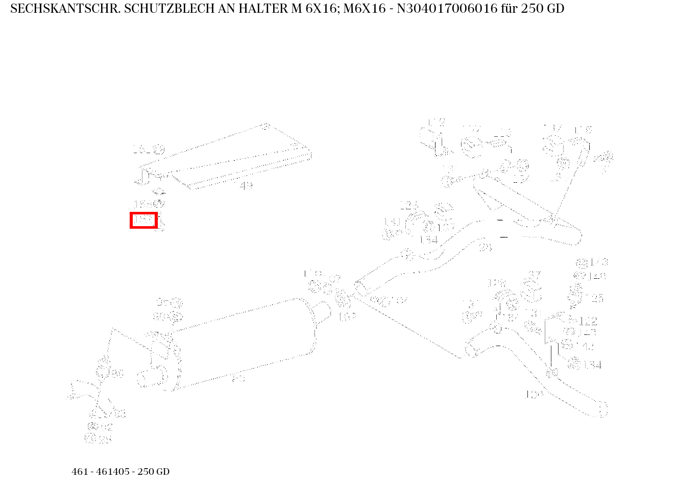 Sechskantschraube SCHUTZBLECH AN HALTER M 6X16; M6X16 250 GD 461