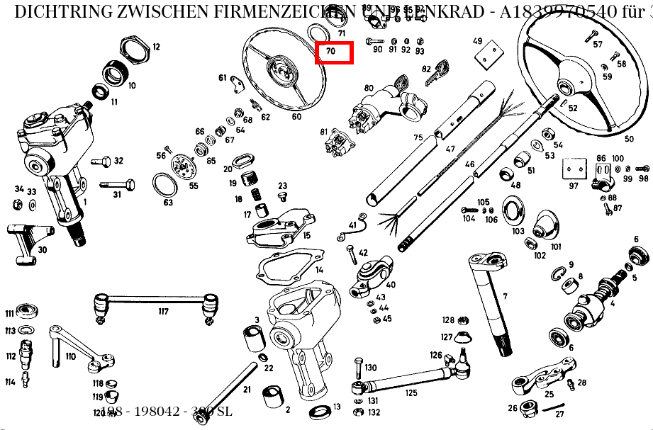 Dichtring ZWISCHEN FIRMENZEICHEN UND LENKRAD 300 SL 198