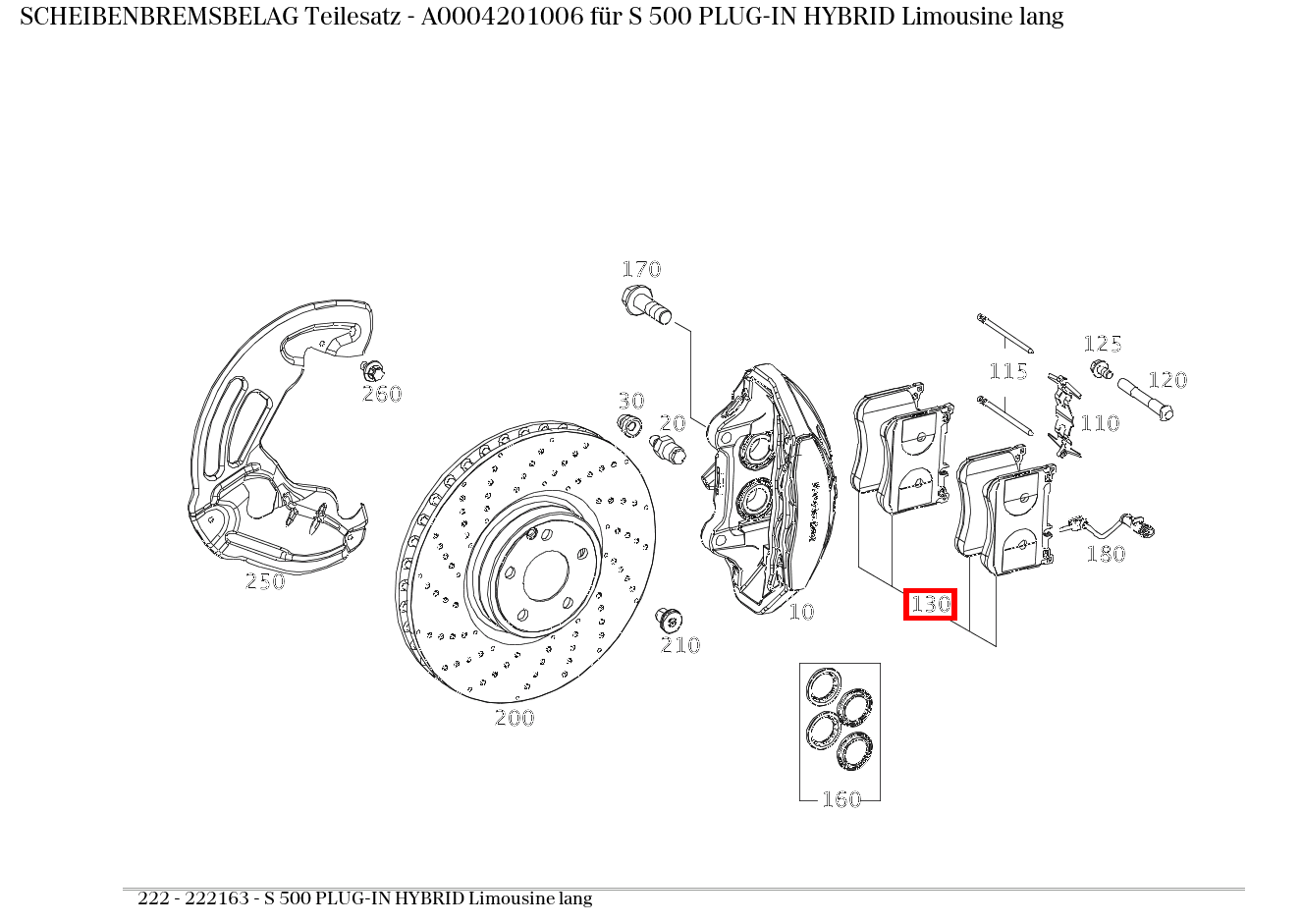 Scheibenbremsbelag Teilesatz S 500 PLUG-IN HYBRID Limousine lang 222