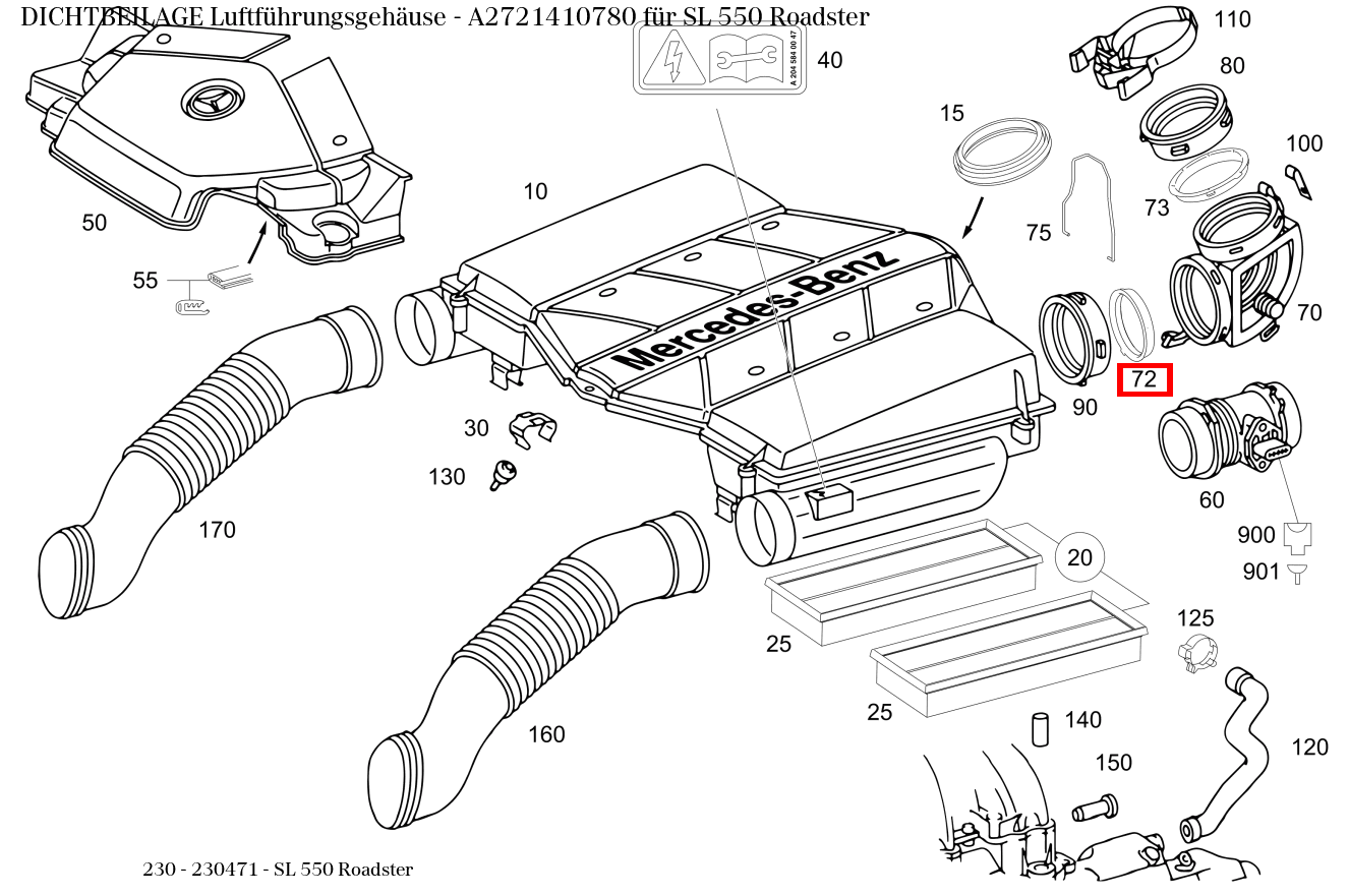 Dichtbeilage Luftführungsgehäuse SL 550 Roadster 230 Dichtbeilage Luftführungsgehäuse SL 550 Roadster 230