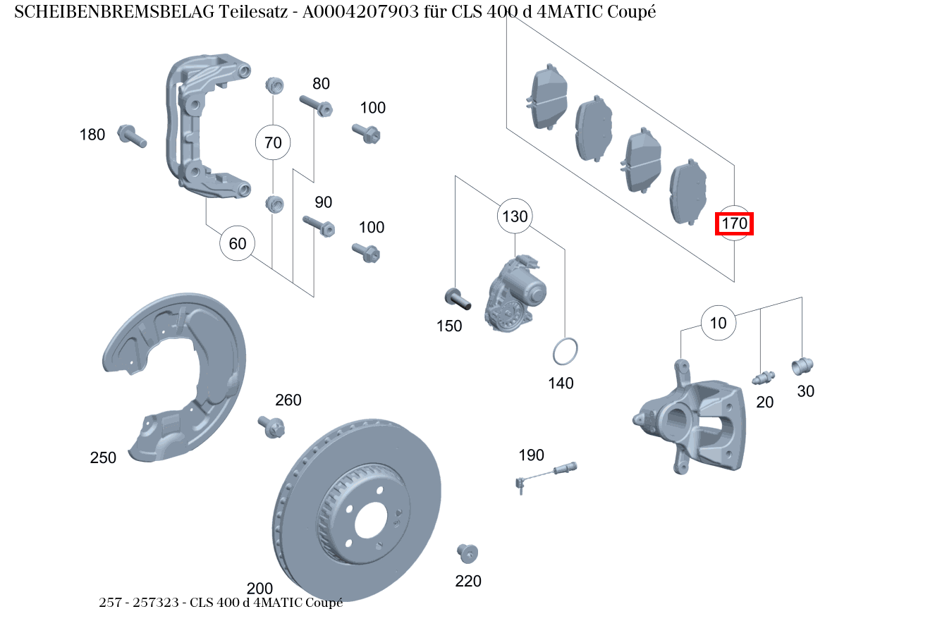 Scheibenbremsbelag Teilesatz CLS 400 d 4MATIC Coupé 257
